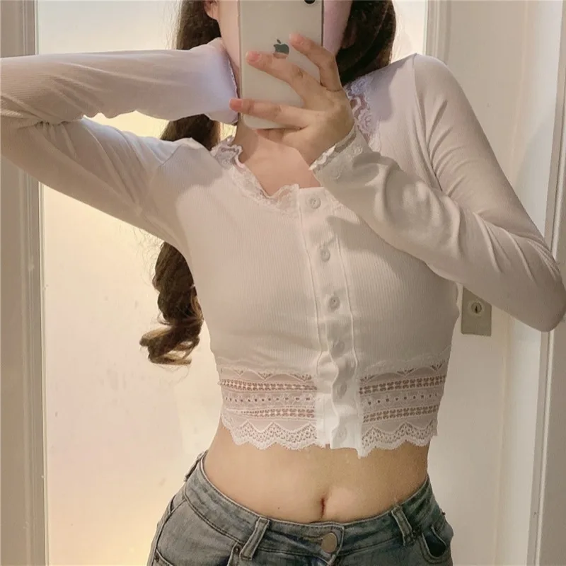 Short Square Neck Lace Cardigan topWomen'sSpring Autumn Fashion New Slim Inner Bottoming Shirt Tight-fitting Long-sleeved Top
Short Square Neck Lace Cardigan topWomen'sSpring Autumn Fashion New Slim Inner Bottoming Shirt Tight-fitting Long-sleeved Top