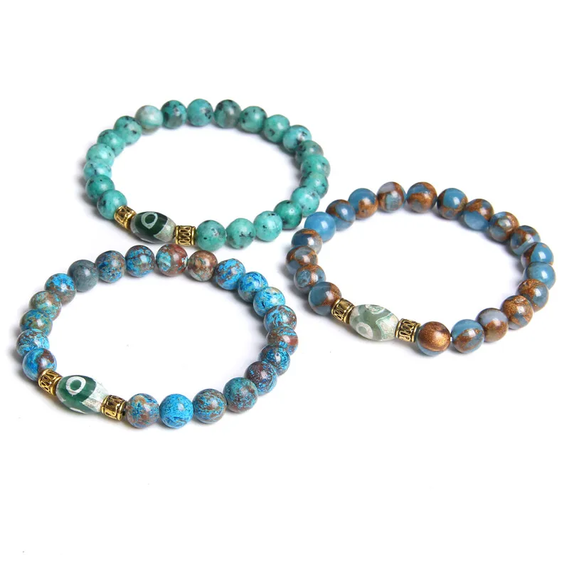Natural Brazil Kyanite Bracelet Couples Jewelry Polished Blue Stone Beads Bangles Men Dzi Agates Alloy Charm Bracelet Women Gift
Natural Brazil Kyanite Bracelet Couples Jewelry Polished Blue Stone Beads Bangles Men Dzi Agates Alloy Charm Bracelet Women Gift