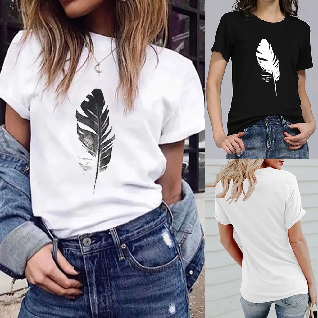 Fashion Women's Loose Short-Sleeved Leaf Print T-Shirt Casual O-Neck Top Graphic Tees Women Ladies Clothes Fashion style#Q
Fashion Women's Loose Short-Sleeved Leaf Print T-Shirt Casual O-Neck Top Graphic Tees Women Ladies Clothes Fashion style#Q