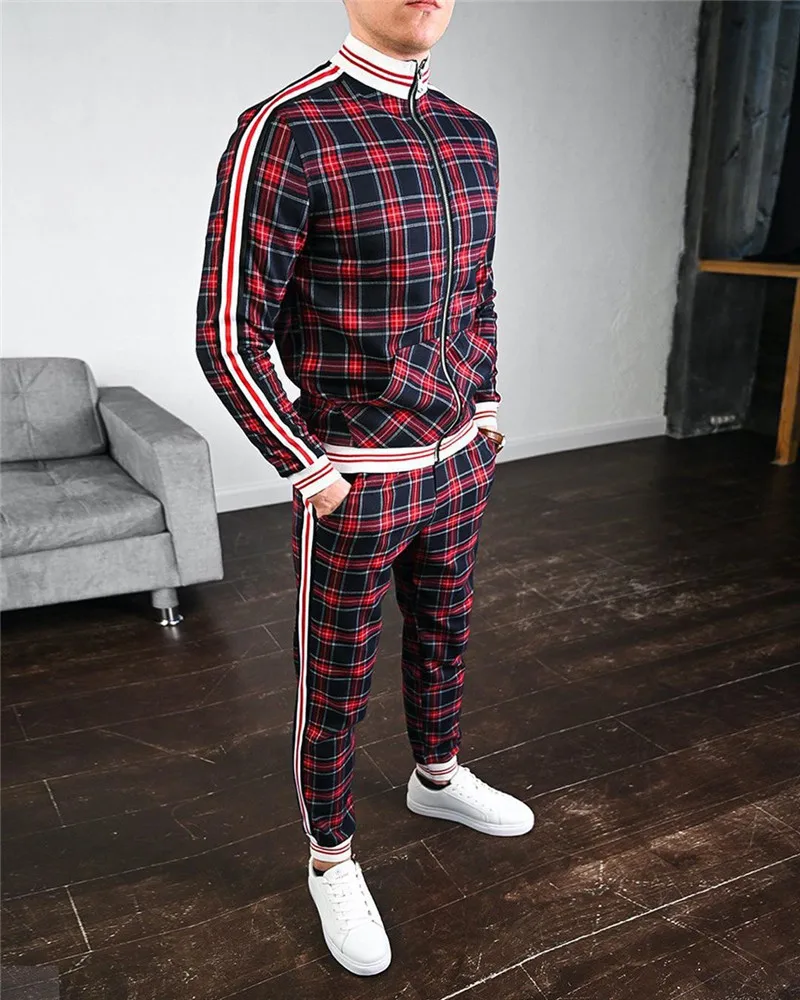 2020 New Sports Jackets Men Tracksuit Sets Mens set Plaid Men Training Zipper Running suit Autumn Tracksuit Set Male Sweatshirt
2020 New Sports Jackets Men Tracksuit Sets Mens set Plaid Men Training Zipper Running suit Autumn Tracksuit Set Male Sweatshirt