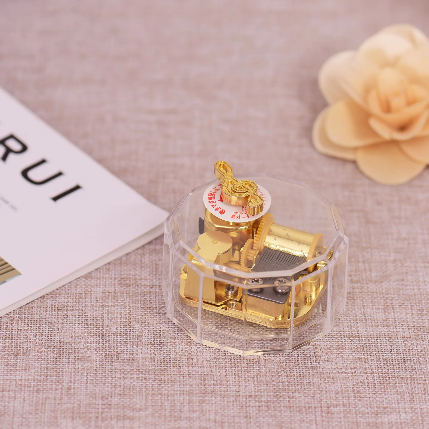 Dodecagon Transparent Acrylic Musical Box Counterclockwise Rotation Clockwork Musicbox Gold-Plating Music Movement for Friends 
Dodecagon Transparent Acrylic Musical Box Counterclockwise Rotation Clockwork Musicbox Gold-Plating Music Movement for Friends