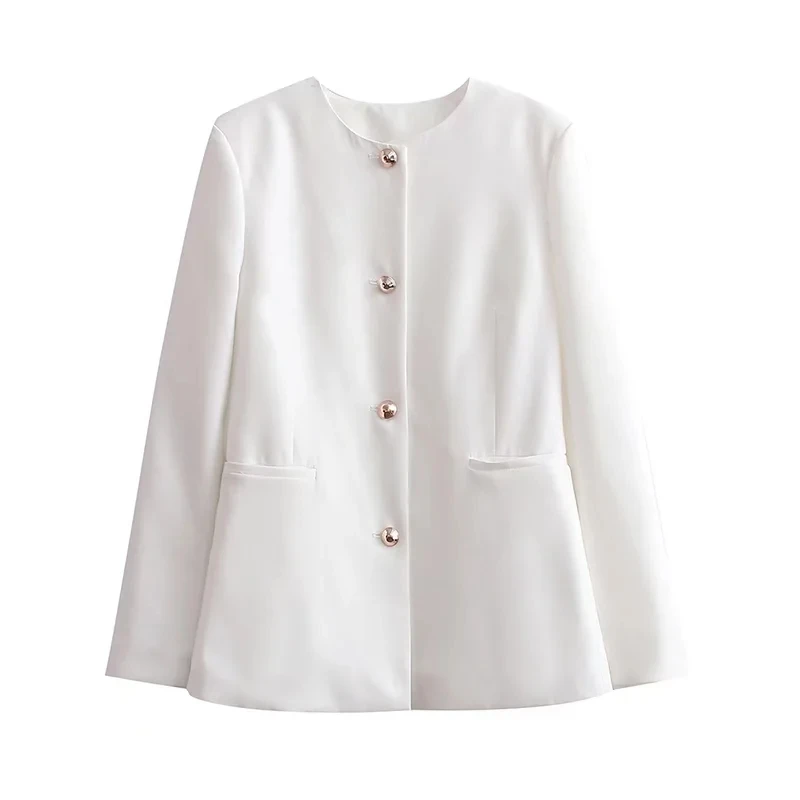 Xitimeao Women Spring Autumn Fashion Single Breasted Slim Blazers Vintage Female Outerwear Simple White Round Neck Suit Coat
Xitimeao Women Spring Autumn Fashion Single Breasted Slim Blazers Vintage Female Outerwear Simple White Round Neck Suit Coat