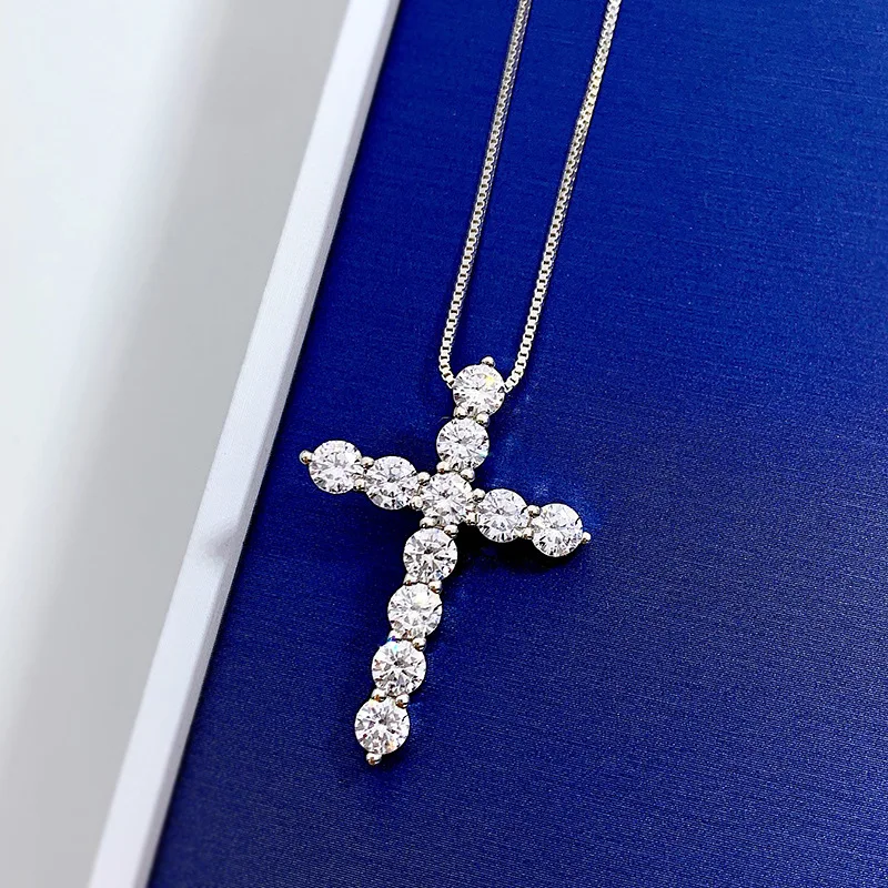 2021 New S925 Sterling Silver Cross High Carbon Diamond Pendant Necklace for Women Engagement Fine Jewelry
2021 New S925 Sterling Silver Cross High Carbon Diamond Pendant Necklace for Women Engagement Fine Jewelry