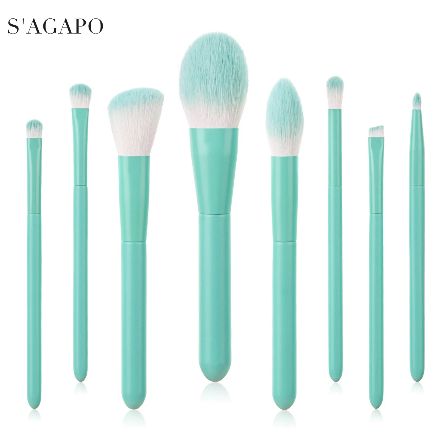 

S'AGAPO 8ps Macarons Makeup Brushes set For Foundation Powder Blush Eyeshadow Concealer Lip Luxury Cosmetics Makeup tool Brushes