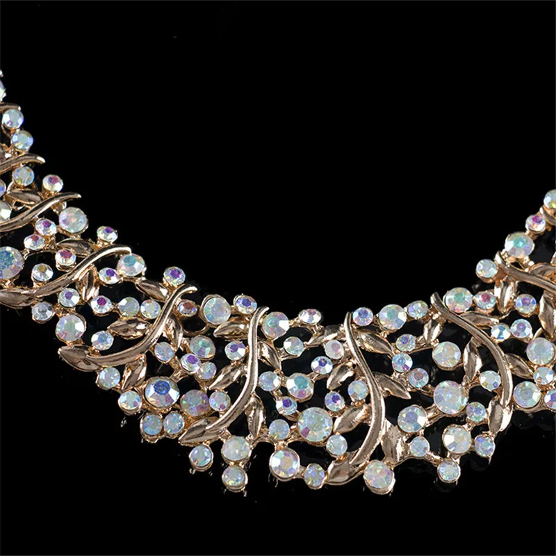 Women AB Color Crystal Jewelry Sets Necklace Earrings Bracelet Ring Statement Boho Trendy Jewelry for Party Wedding Costume New 
Women AB Color Crystal Jewelry Sets Necklace Earrings Bracelet Ring Statement Boho Trendy Jewelry for Party Wedding Costume New