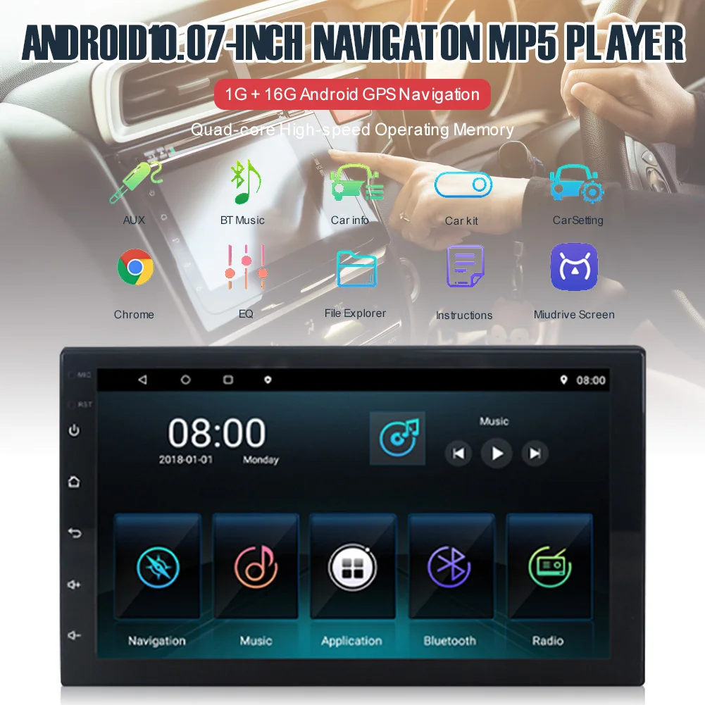 Bluetooth Double Din In-Dash MP5/4/3 Player with GPS 7" Touch Screen Android 10.0 FM Radio Receiver Car Electronics Accessories
Bluetooth Double Din In-Dash MP5/4/3 Player with GPS 7" Touch Screen Android 10.0 FM Radio Receiver Car Electronics Accessories