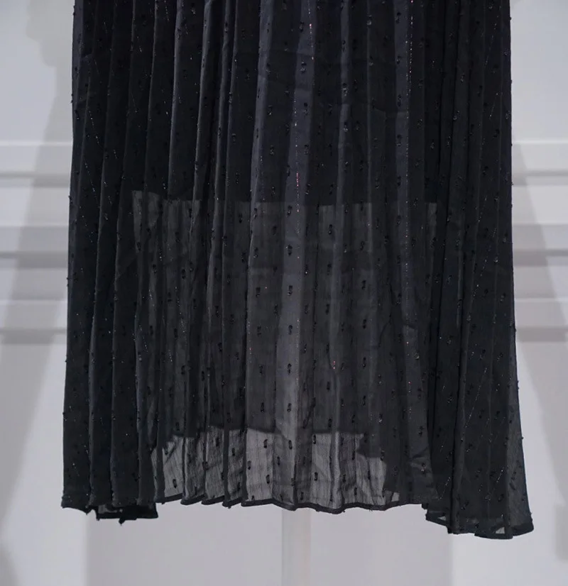 Korean Style Temperament High Waist Slimming Dress Black Mesh Pleated Dress Casual Fashion Short Sleeve Lace Dress Summer 
Korean Style Temperament High Waist Slimming Dress Black Mesh Pleated Dress Casual Fashion Short Sleeve Lace Dress Summer