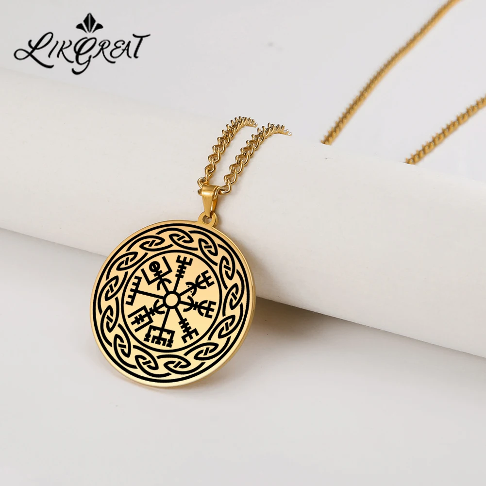 Viking Symbol of Norse Runes Stainless Steel Necklace for Men/Women Vegvisir Compass Runic Pendants Neck Chain Wicca Jewelry
Viking Symbol of Norse Runes Stainless Steel Necklace for Men/Women Vegvisir Compass Runic Pendants Neck Chain Wicca Jewelry