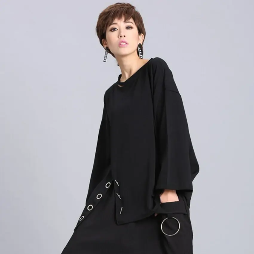 2019 New Spring Summer Black classic Full Sleeve Round Neck Split Personality Women Fashion Tide Loose Casual T-shiasual T-shirt
2019 New Spring Summer Black classic Full Sleeve Round Neck Split Personality Women Fashion Tide Loose Casual T-shiasual T-shirt