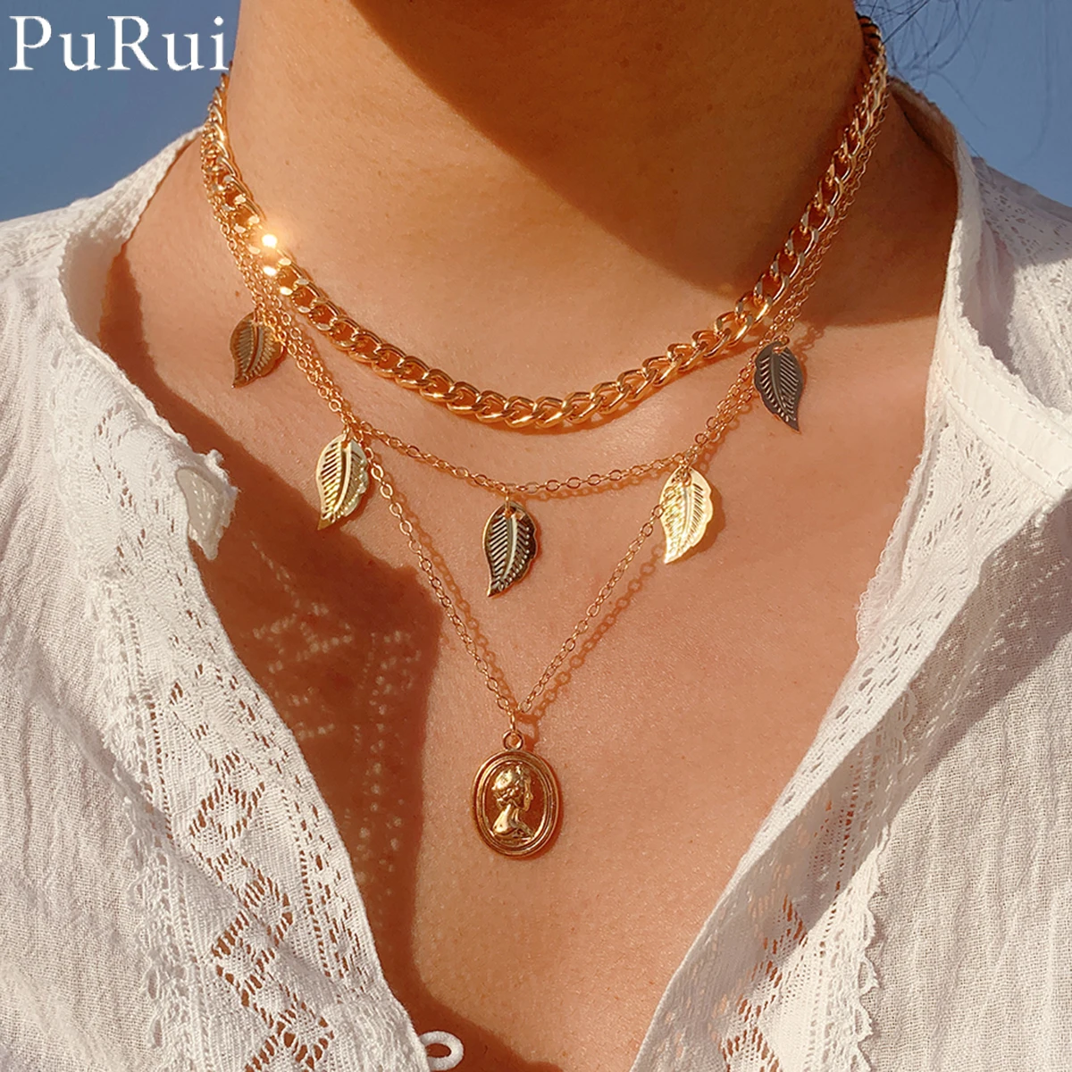 Vintage Bohemia Gold Color Layered Chain Necklace on Neck Coins Leaf Pendant Choker Necklaces Collar Statement Aesthetic Jewelry 
Vintage Bohemia Gold Color Layered Chain Necklace on Neck Coins Leaf Pendant Choker Necklaces Collar Statement Aesthetic Jewelry