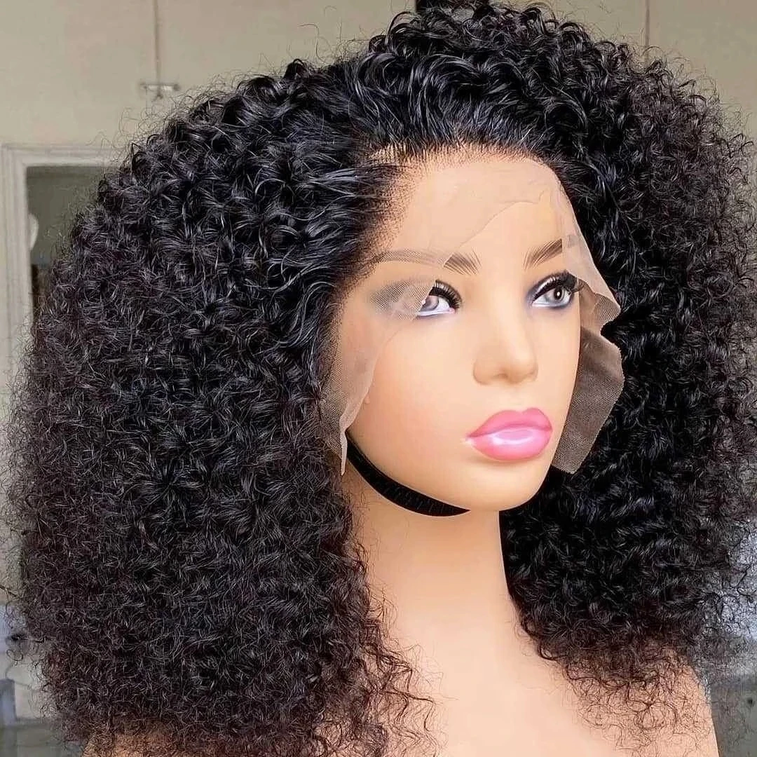 

Glueless Deep Curly Sythetic Lace Front Wig Heat Resistant Fiber Full Thick Desnity Afro Kinky Curly PrePlucked Natural Hairline