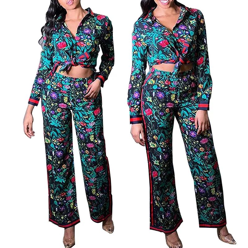 Fashion Floral Print Spring Long Sleeve Turn Down Collar Casual Tops & High Waist Wide Leg Pants Set Women 2 Piece Set Outfits
Fashion Floral Print Spring Long Sleeve Turn Down Collar Casual Tops & High Waist Wide Leg Pants Set Women 2 Piece Set Outfits