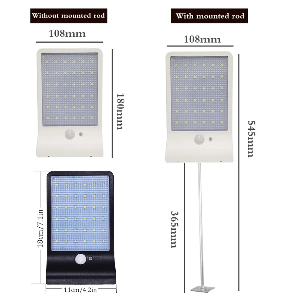 Aluminum pole 48/36 LED Solar powered PIR Motion Sensor Light lamp Garden Outdoor Pathway Sense Street Path Yard Waterproof Wall | Лампы и