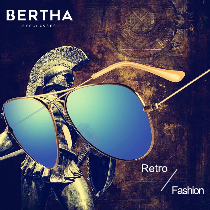 

BERTHA Polarized Sunglasses For Driving Fishing Outdoors Anti-UV400 Sunglasses Fashion Colorful Sunglasses Classic Pilot SP3026