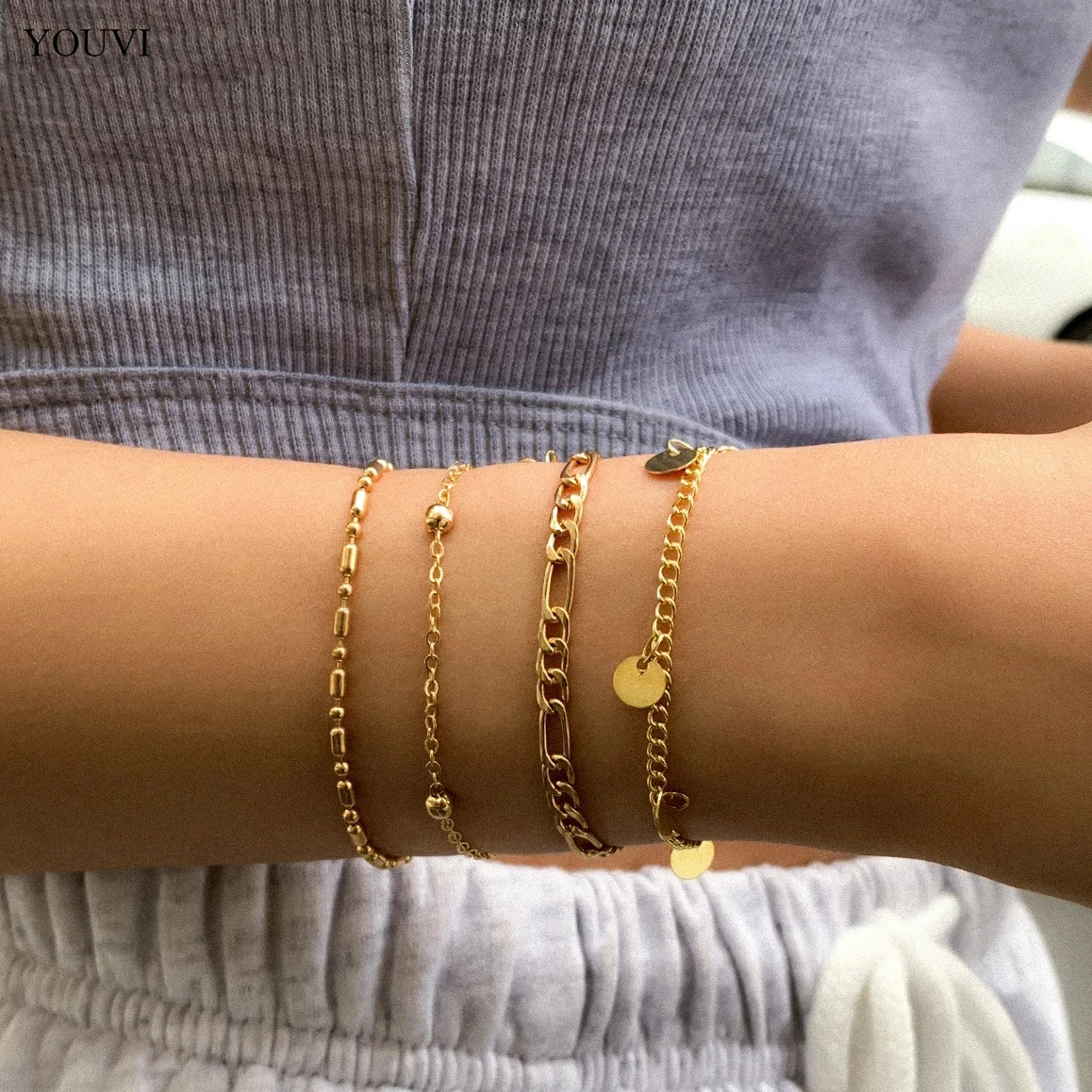 YOUVI 4PcsChains Women's Bracelets Jewelry Set Bracelets on Hand Sublimation Blanks Couple Bnagels Korea Fashion Charm
YOUVI 4PcsChains Women's Bracelets Jewelry Set Bracelets on Hand Sublimation Blanks Couple Bnagels Korea Fashion Charm