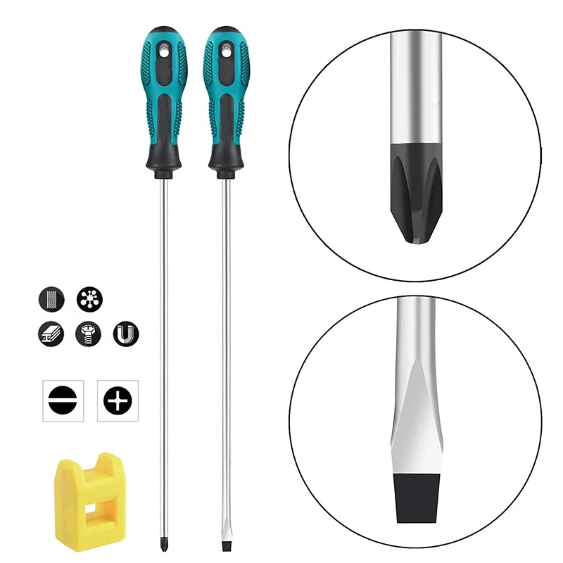 PENGGONG 2Pcs 12 Inch Long Slotted and Phillips Screwdriver Set Magnetic Screwdriver with Rubber Handle
PENGGONG 2Pcs 12 Inch Long Slotted and Phillips Screwdriver Set Magnetic Screwdriver with Rubber Handle