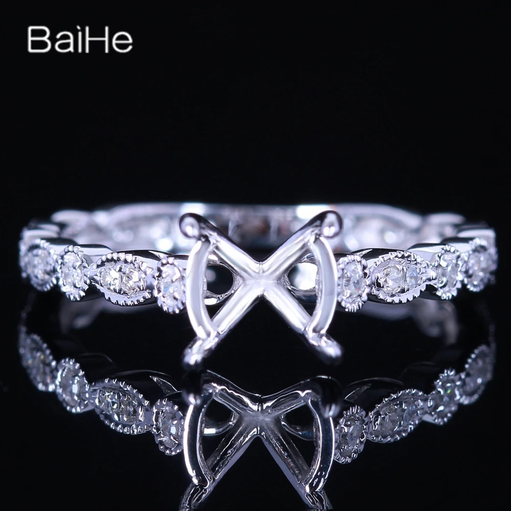 BAIHE Solid 14K White Gold Round Cut Women Cute/Romantic Fine Jewelry Semi Mount Ring Halbmontierter Ring Halve montagering
BAIHE Solid 14K White Gold Round Cut Women Cute/Romantic Fine Jewelry Semi Mount Ring Halbmontierter Ring Halve montagering