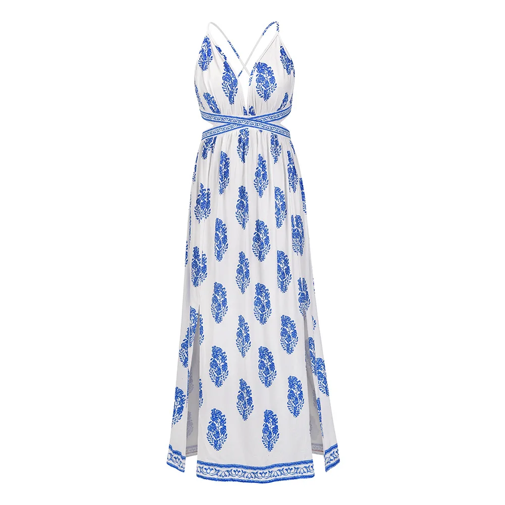 2021 sexy retro print slit halter strap dress bohemian beach long skirt summer new style
2021 sexy retro print slit halter strap dress bohemian beach long skirt summer new style