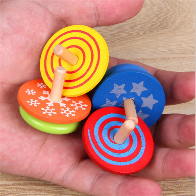 

4Pcs Spinning Tops Random Color Wooden Toy Funny Gyro Colorful Beyblade Toy Spinning Top Classic Toy Beyblade Burst Toy for Kids