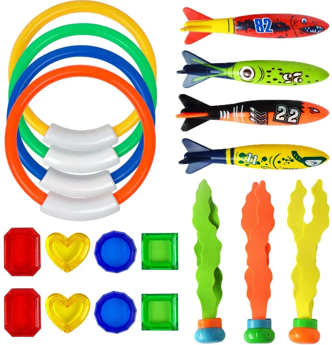 19pcs/set Summer Shark Rocket Throwing Toy Funny Swimming Pool Training Diving Game Toys For Children Diving Accessories Toys
19pcs/set Summer Shark Rocket Throwing Toy Funny Swimming Pool Training Diving Game Toys For Children Diving Accessories Toys