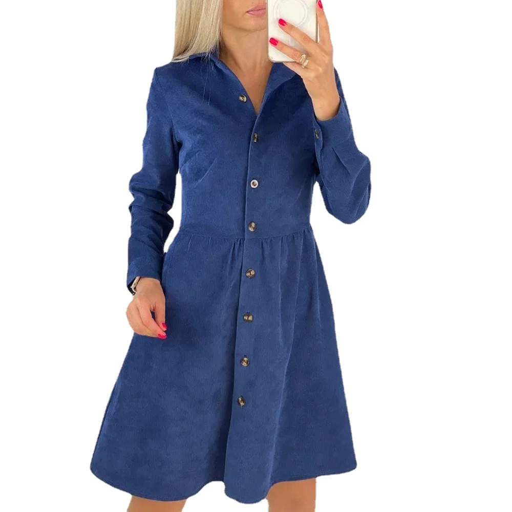 Autumn Winter Dress 2021 Female Long Sleeve Single Breasted Corduroy Mini A-line Shirts Dresses Long Sleeve Slim Party Dress
Autumn Winter Dress 2021 Female Long Sleeve Single Breasted Corduroy Mini A-line Shirts Dresses Long Sleeve Slim Party Dress