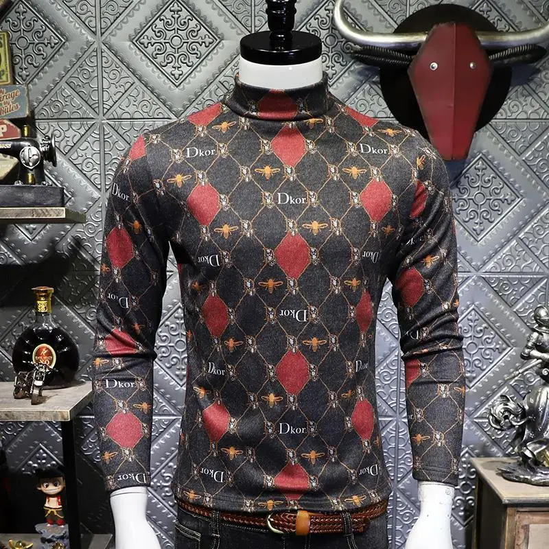 Diamond Printed Semi-high Collar Base Shirt Plus Velvet 2021 Winter Men's Middle Collar Long Sleeve T-shirt Padded Small Shirt
Diamond Printed Semi-high Collar Base Shirt Plus Velvet 2021 Winter Men's Middle Collar Long Sleeve T-shirt Padded Small Shirt