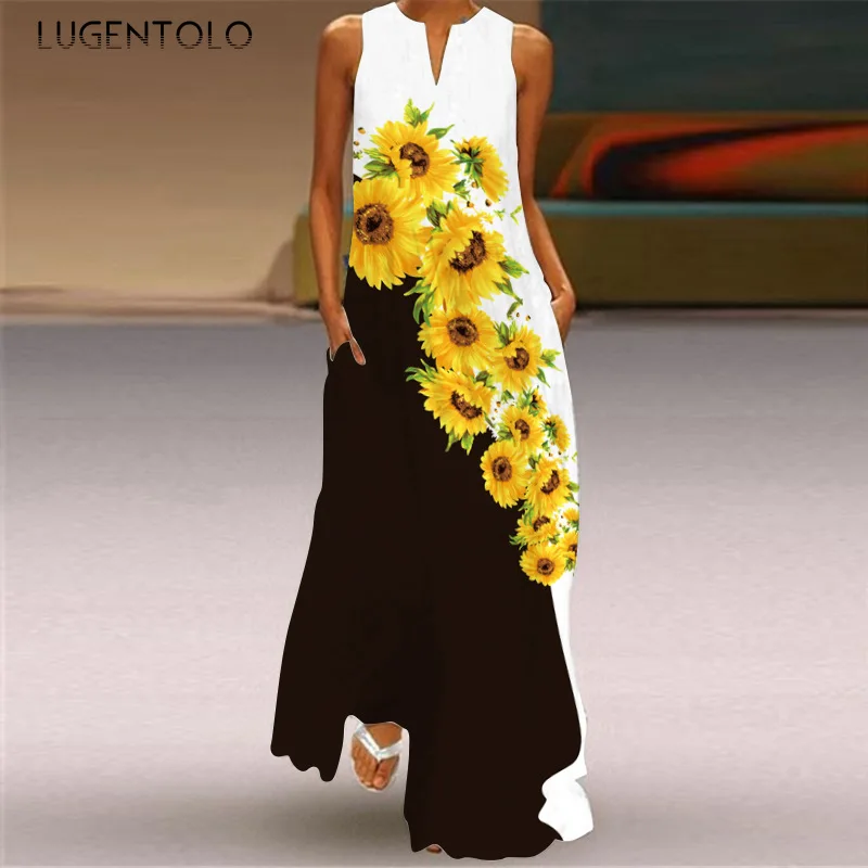 Sexy Dress Women Sleeveless Fashion Loose Dresses Female Casual Large Size Print Big Swing Thin Summer Long Dress Lugentolo
Sexy Dress Women Sleeveless Fashion Loose Dresses Female Casual Large Size Print Big Swing Thin Summer Long Dress Lugentolo