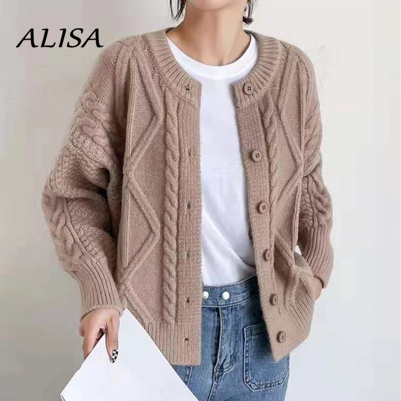 Женский однобортный Кардиган с круглым вырезом, с длинным рукавом
Женский однобортный Кардиган с круглым вырезом, с длинным рукавом