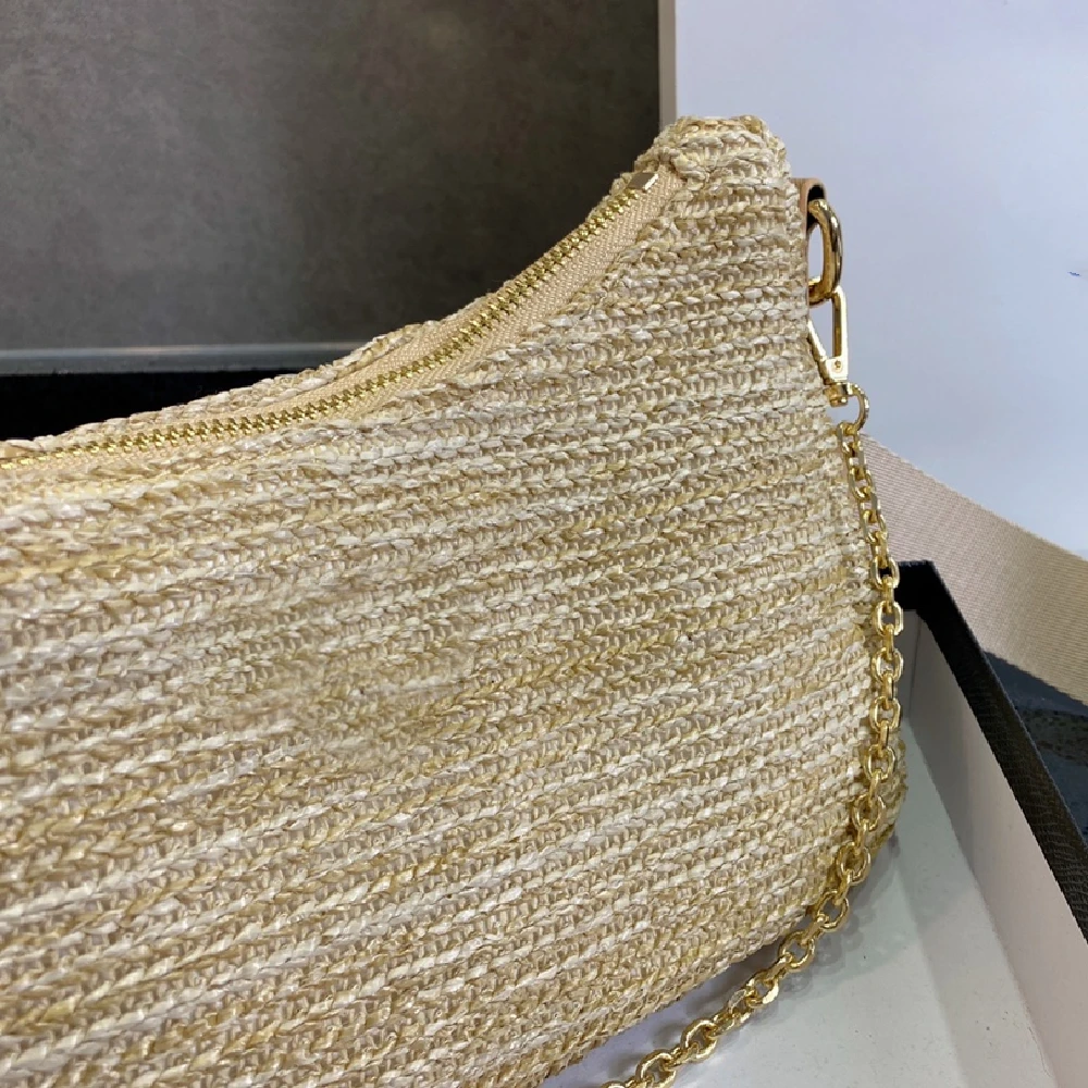 Women's straw woven messenger bag three-in-one combination bag high quality messenger bag with box