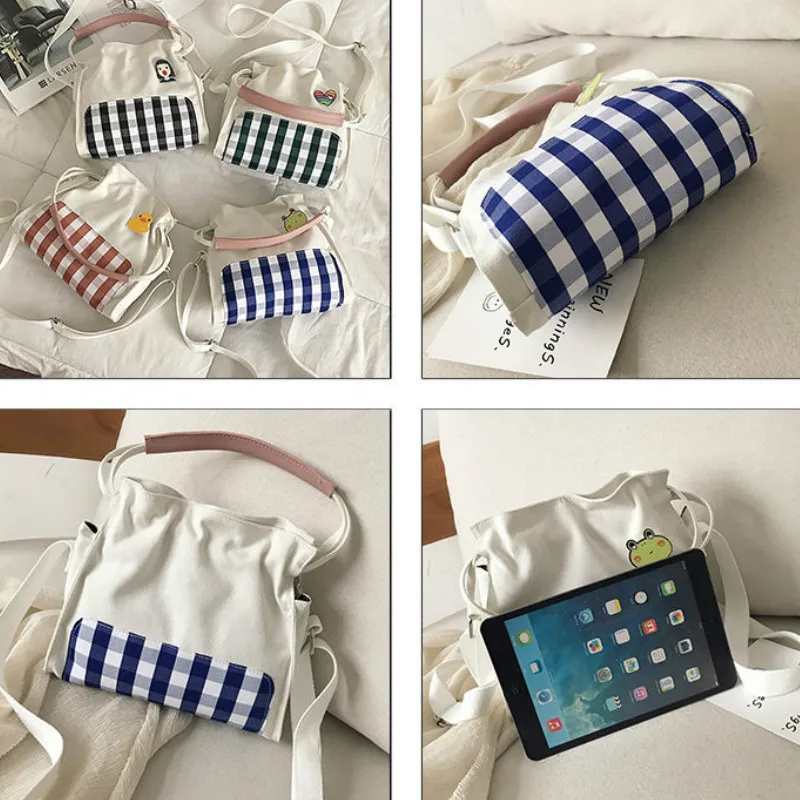 Canvas Bucket Shoulder Bags Women Plaid Harajuku Two-strap All-match Student Simple Preppy-style Korean Casual Ulzzang Handbags
Canvas Bucket Shoulder Bags Women Plaid Harajuku Two-strap All-match Student Simple Preppy-style Korean Casual Ulzzang Handbags
