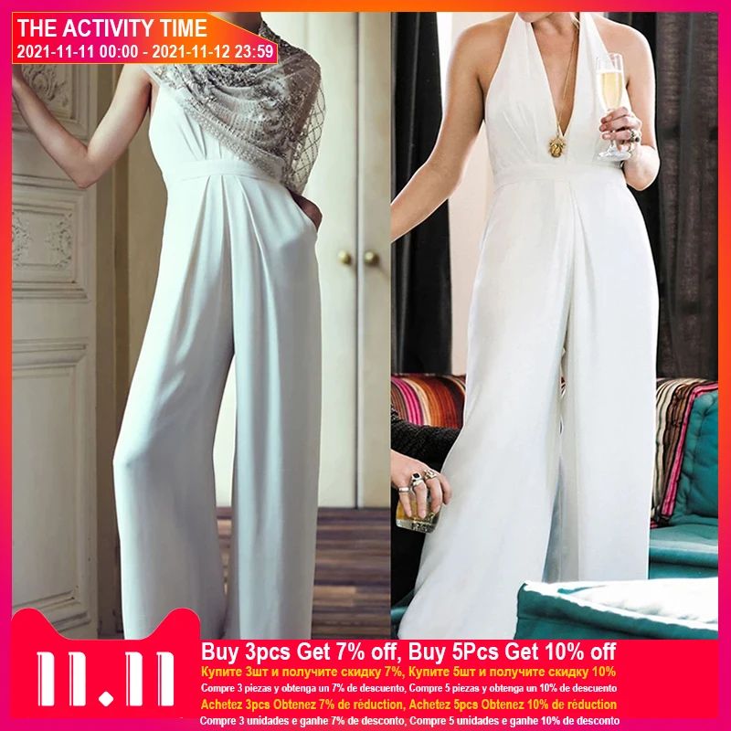 Женский комбинезон на бретельках, белый однотонный комбинезон с открытой спиной, лето
Женский комбинезон на бретельках, белый однотонный комбинезон с открытой спиной, лето