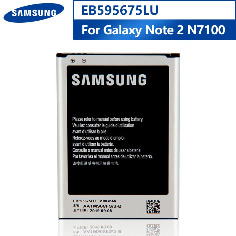 Original Replacement Phone Battery EB595675LU For Samsung Galaxy Note 2 N7100 N7102 N719 N7108 N7108D Authentic Battery 3100mAh
Original Replacement Phone Battery EB595675LU For Samsung Galaxy Note 2 N7100 N7102 N719 N7108 N7108D Authentic Battery 3100mAh