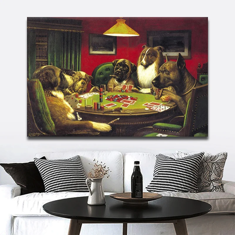 Dogs Playing Poker Cards Funny Fantasy Poster Painting Art Poster Print Canvas Home Decor Picture Wall Print
Dogs Playing Poker Cards Funny Fantasy Poster Painting Art Poster Print Canvas Home Decor Picture Wall Print