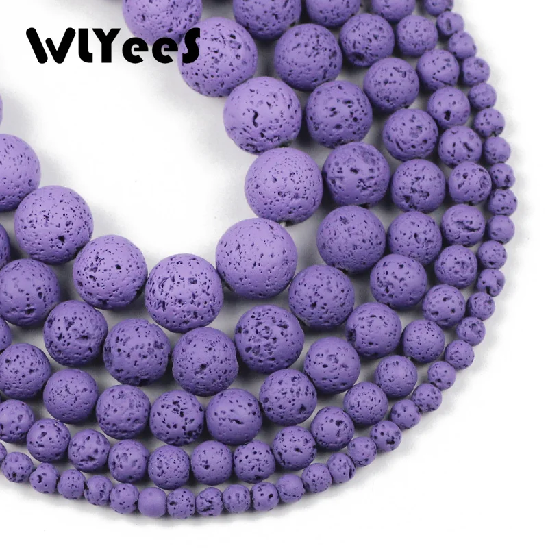WLYeeS натуральный камень фиолетовый резиновая Лавовая бусина вулканический