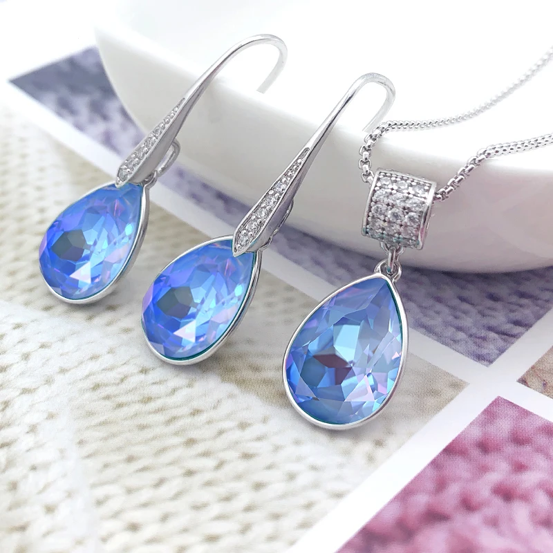 11.11 Teardrop Women's Jewelry Set with Austrian Crystal New Water Drop Trending Jewellery 2021 Dangle Earings and Necklace Set
11.11 Teardrop Women's Jewelry Set with Austrian Crystal New Water Drop Trending Jewellery 2021 Dangle Earings and Necklace Set