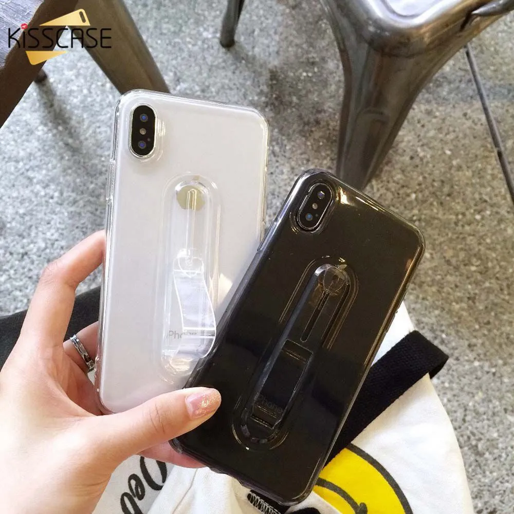 Прозрачный чехол для телефона KISSCASE держатель iPhone X XR XSMAX мягкий из ТПУ 6 7 8 Plus 5 5s SE 6s