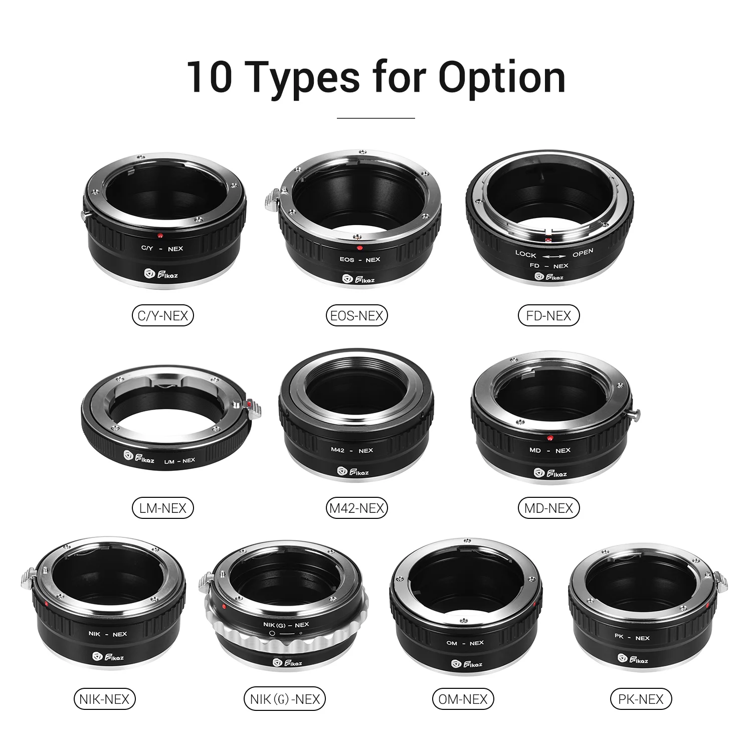 Переходное кольцо Fikaz LM/M42/NIKONG/Nikon/MD/FD/PK/CY/EOS/OM NEX из алюминиевого сплава для