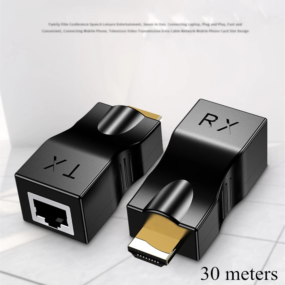 Black 1080P up to 30m HDMI compatible extender HDMI compatible RJ45 extended LAN network CAT5e / 6 UTP LAN Ethernet cable
Black 1080P up to 30m HDMI compatible extender HDMI compatible RJ45 extended LAN network CAT5e / 6 UTP LAN Ethernet cable