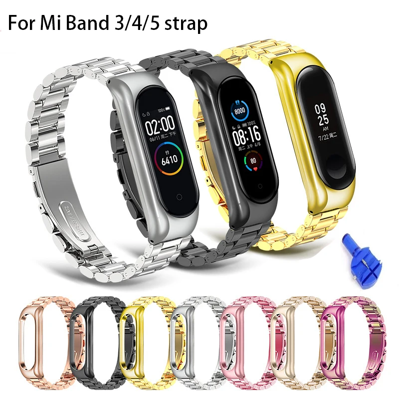 Металлический ремешок для Mi Band 5 сменный Браслет из нержавеющей стали с NFC Xiaomi 4 и 3
