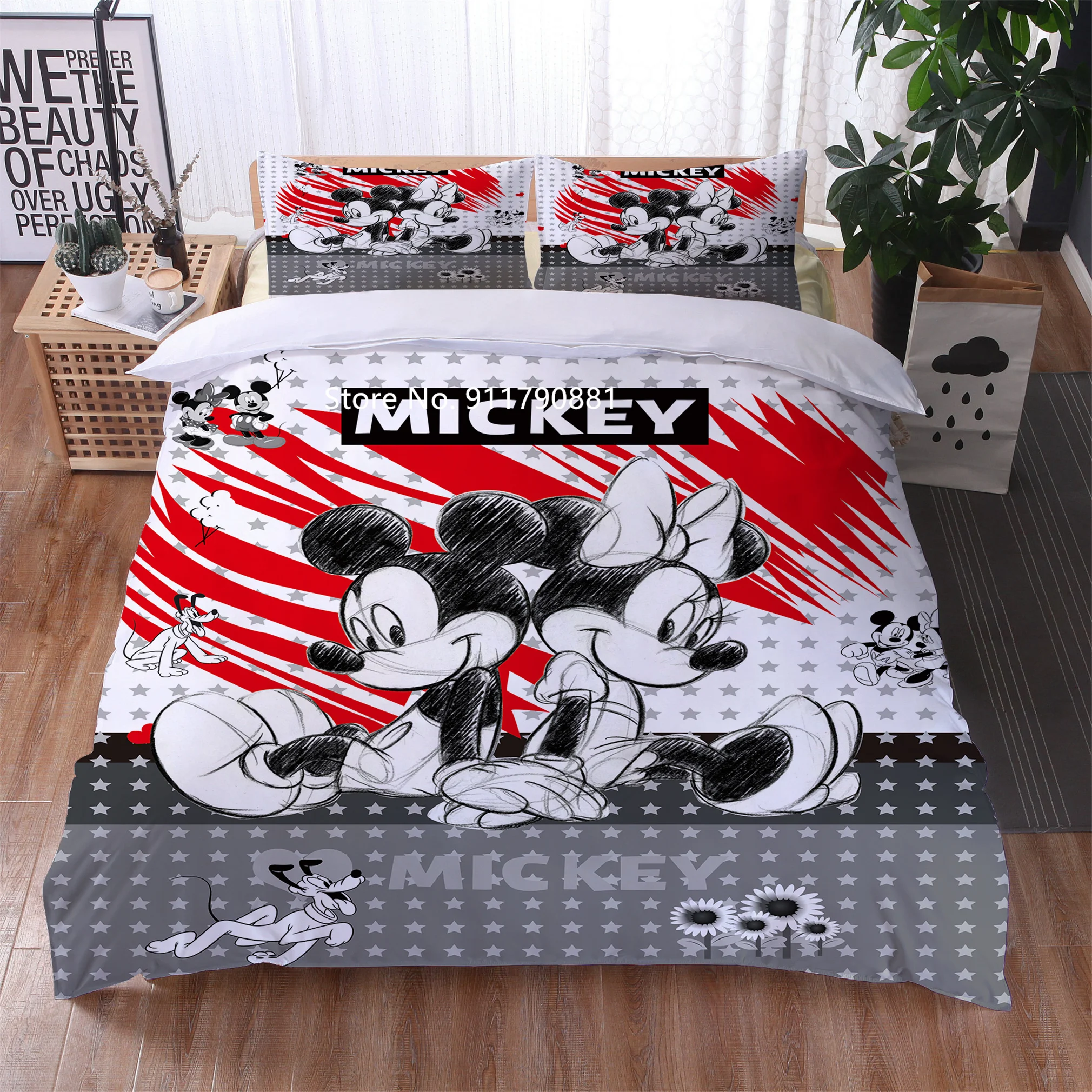 Disney Cartoon Mickey Minnie Three-piece Set Cute Duvet Cover Pillowcase Children's Bedroom Decor Home Textile Color Print
Disney Cartoon Mickey Minnie Three-piece Set Cute Duvet Cover Pillowcase Children's Bedroom Decor Home Textile Color Print