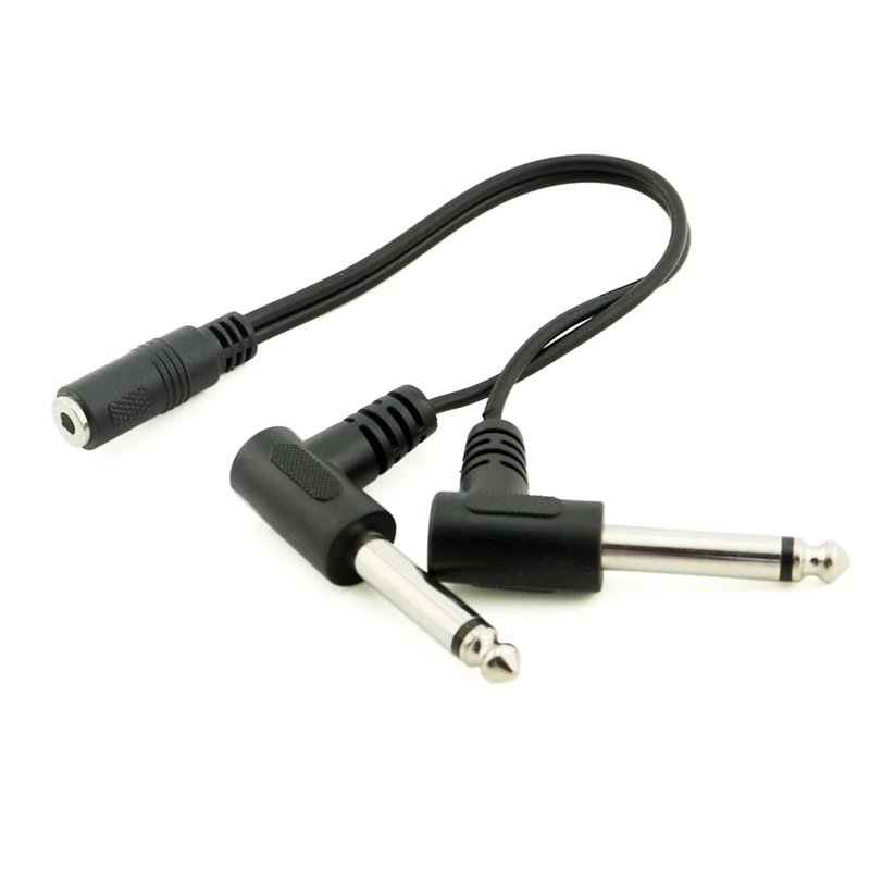 3.5mm Mini 1/8 inch TRS Stereo Female Jack to Dual 1/4 6.35mm Male Plug Mono TS Right Angle Audio Adapter Y Splitter Cable | Электроника