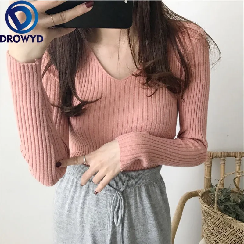 Sexy Stretch Pullovers Sweater Women Fall Soft Cotton Slim Knitted Hot Tide V-neck Thick Winter Korean Casual Simple Chic Tops
Sexy Stretch Pullovers Sweater Women Fall Soft Cotton Slim Knitted Hot Tide V-neck Thick Winter Korean Casual Simple Chic Tops