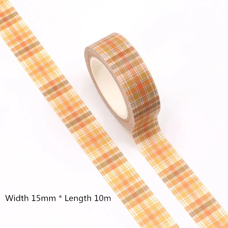 

New 10pcs/lot 15mm*10m Scottish Orange Lattice Grid Decorative Washi Tape Scrapbooking Masking Tape Office mask washi tape