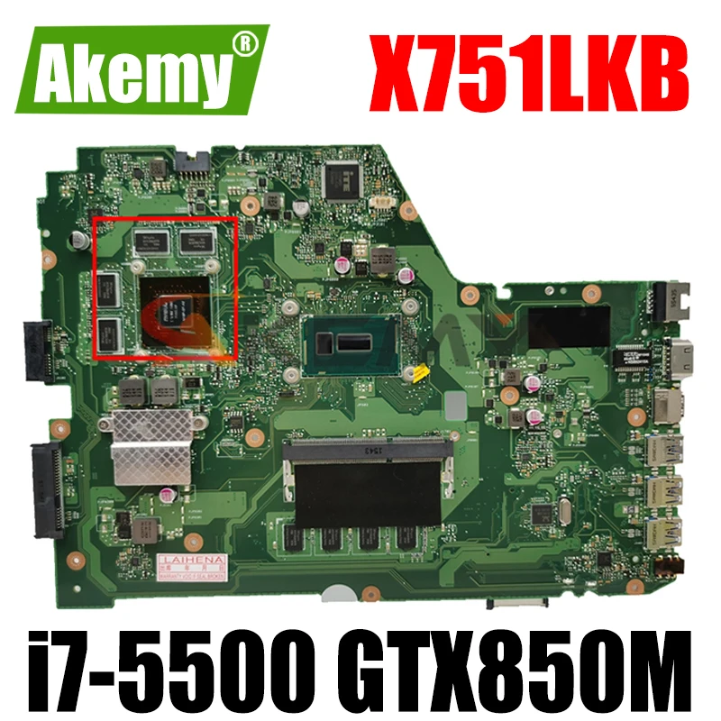 X751LKB Main board X751LKB GTX850M i7-5500 CPU 4GB RAM Mainboard REV 2.2 For ASUS X751LK X751LKB X751L A751L Laptop motherboard
X751LKB Main board X751LKB GTX850M i7-5500 CPU 4GB RAM Mainboard REV 2.2 For ASUS X751LK X751LKB X751L A751L Laptop motherboard