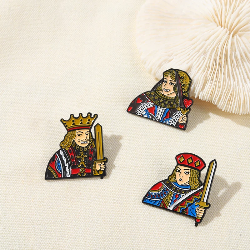 

Poker Card Enamel Pins Funny King Queen Jack Custom Cute Brooch for Women Men Badge Lapel Pin Accessories Backpack Gift Jewelry