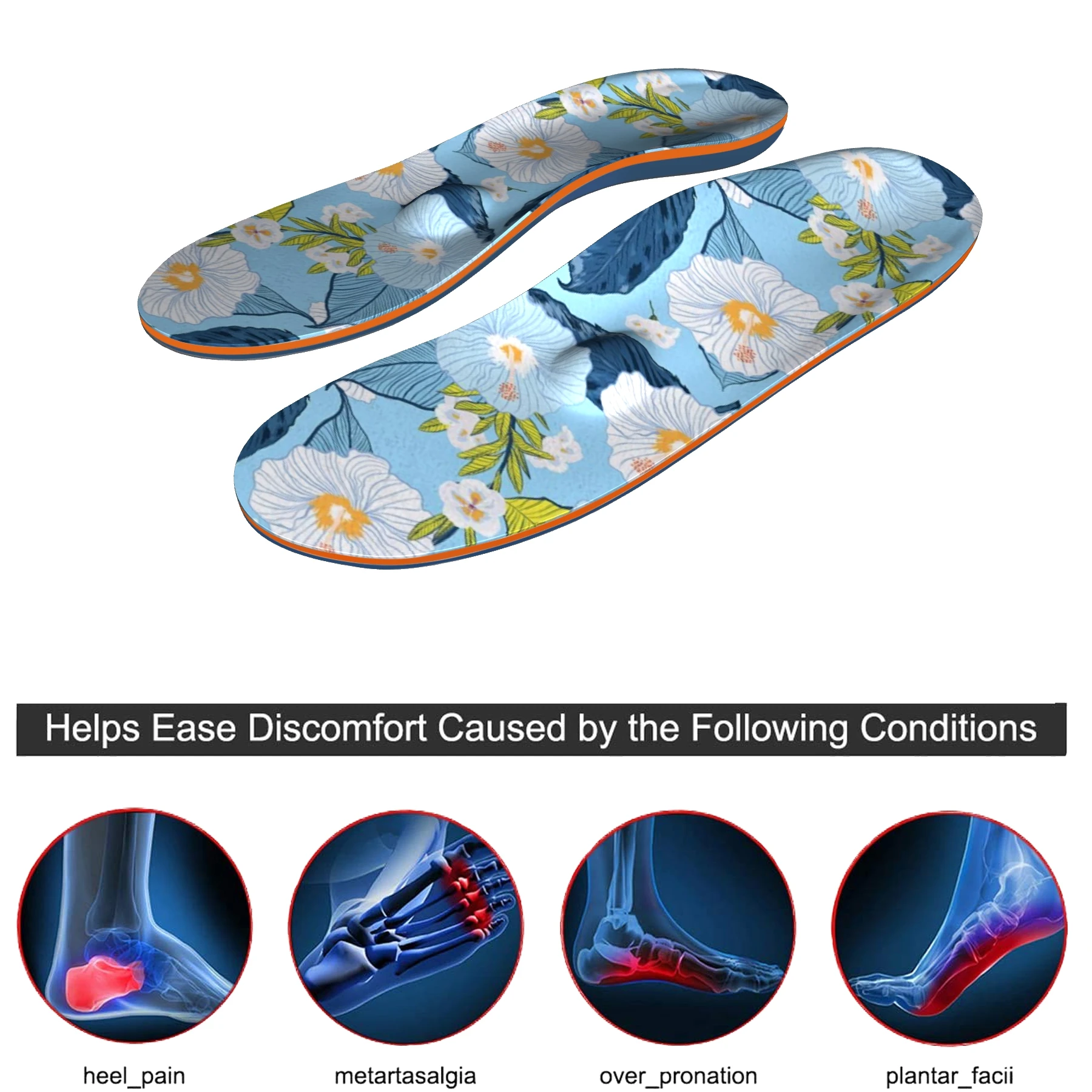 Flower Design EVA Material Anti-skid Orthopedic Arch Support Insole for Relieve Forefoot Pain, Plantar Fasciitis and Heel Pain
Flower Design EVA Material Anti-skid Orthopedic Arch Support Insole for Relieve Forefoot Pain, Plantar Fasciitis and Heel Pain