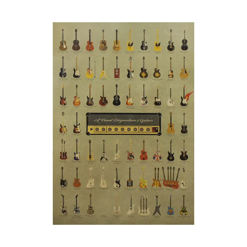 A collection of guitar musical instruments A brief history of guitar advertising poster retro kraft paper decor wall stickers
A collection of guitar musical instruments A brief history of guitar advertising poster retro kraft paper decor wall stickers