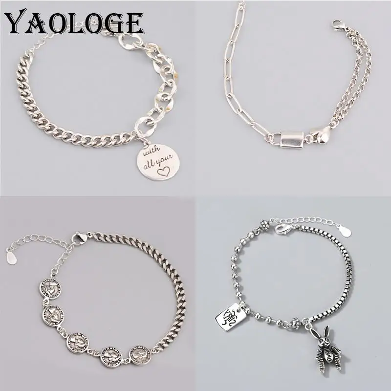 YAOLOGE 925 Sterling Silver New Retro Creative Stitching Heart-Shaped Pendant Bracelet Lovers Fashion Jewelry Gift Wholesale
YAOLOGE 925 Sterling Silver New Retro Creative Stitching Heart-Shaped Pendant Bracelet Lovers Fashion Jewelry Gift Wholesale