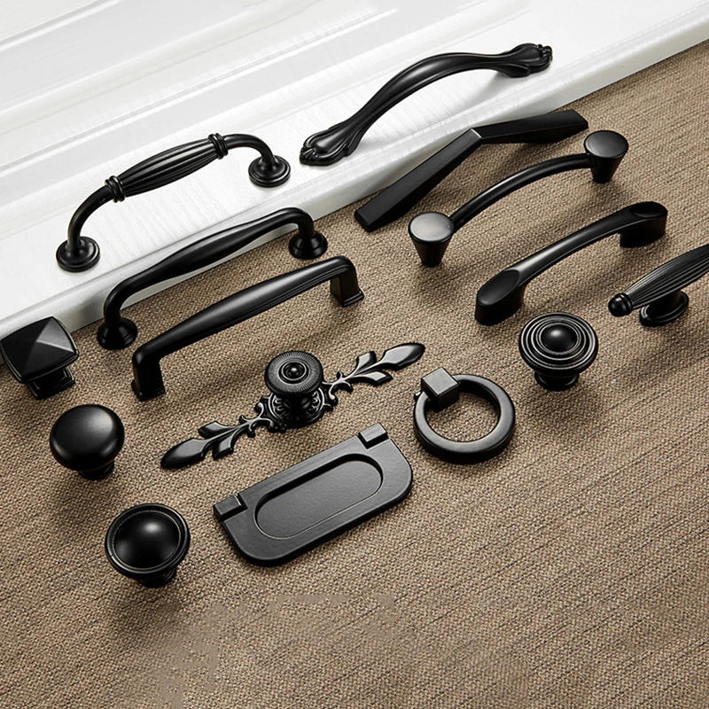 American Style Black Cabinet Handles Solid Aluminum Alloy Kitchen Cupboard Pulls Drawer Knobs Furniture Handle Hardware
American Style Black Cabinet Handles Solid Aluminum Alloy Kitchen Cupboard Pulls Drawer Knobs Furniture Handle Hardware