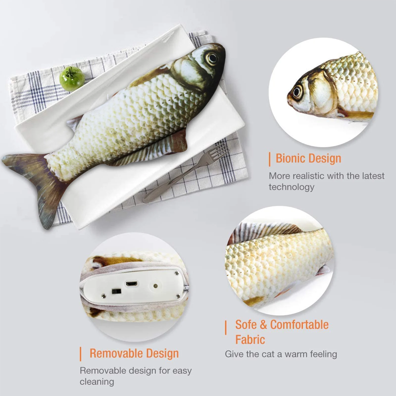 Fish Cat Toy Flopping Moving Interactive Electric USB Charging Simulation Dancing Plush Fish for Kitten Pet Cat Toys
Fish Cat Toy Flopping Moving Interactive Electric USB Charging Simulation Dancing Plush Fish for Kitten Pet Cat Toys